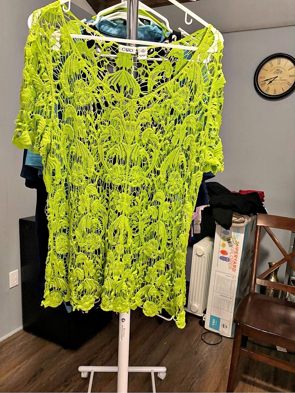 Cato Green Crochet Tunic Size XL